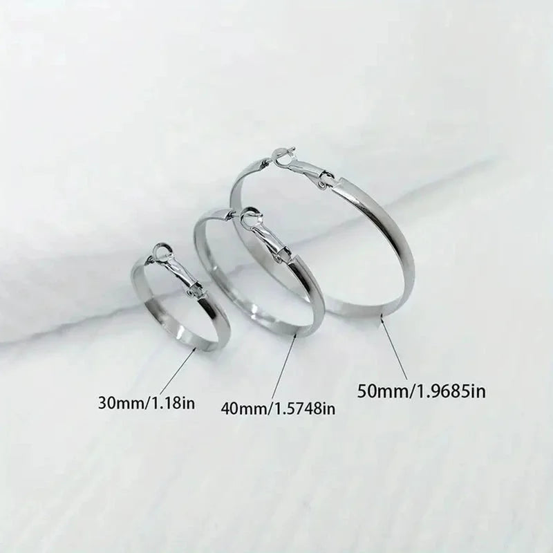 1 Pair Minimalist Round 304 Stainless Steel 18K Gold Plated Earrings