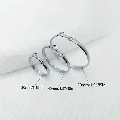 1 Pair Minimalist Round 304 Stainless Steel 18K Gold Plated Earrings