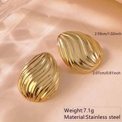 1 Pair Minimalist Commute Geometric 304 Stainless Steel Imitation Gold Ear Studs
