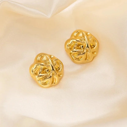 1 Pair Classic Style Geometric Oval Heart Shape Plating 304 Stainless Steel Ear Studs