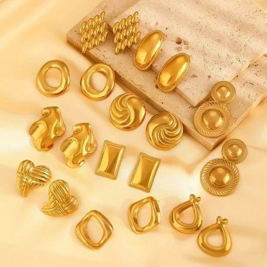 1 Pair Retro Solid Color Plating 304 Stainless Steel Stainless Steel Earrings