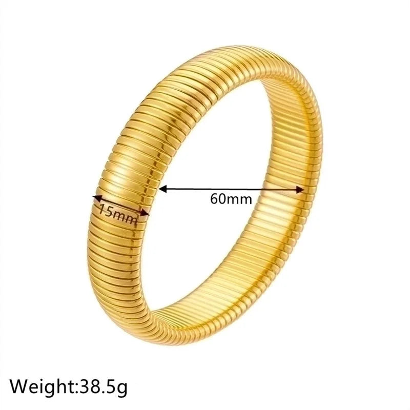Minimalist Solid Color Stainless Steel 18K Gold Plated Bangle In Bulk