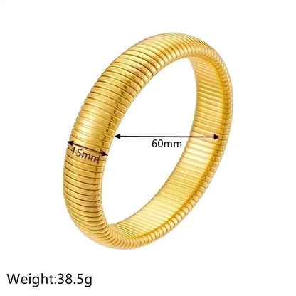 Minimalist Solid Color Stainless Steel 18K Gold Plated Bangle In Bulk