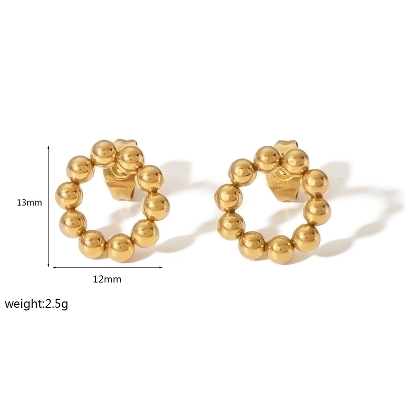 1 Pair Retro Quadrilateral Round Heart Shape Polishing Plating 304 Stainless Steel Earrings