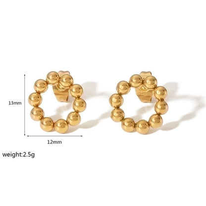 1 Pair Retro Quadrilateral Round Heart Shape Polishing Plating 304 Stainless Steel Earrings