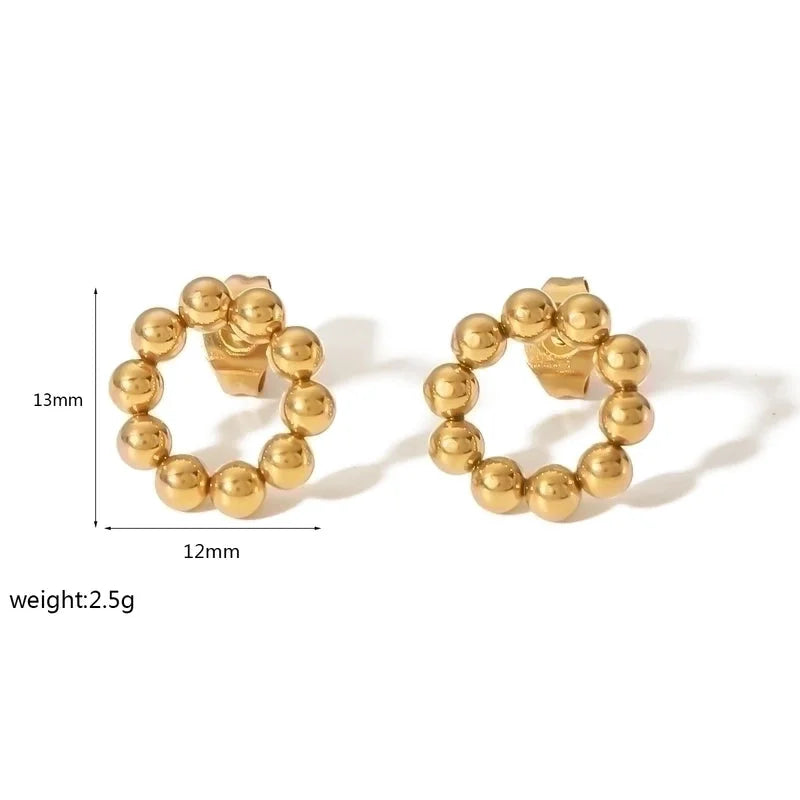 1 Pair Retro Quadrilateral Round Heart Shape Polishing Plating 304 Stainless Steel Earrings