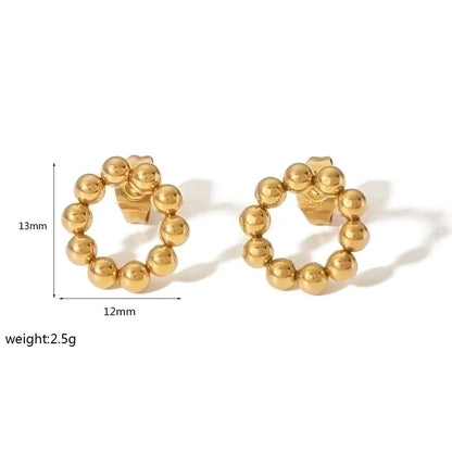 1 Pair Retro Quadrilateral Round Heart Shape Polishing Plating 304 Stainless Steel Earrings