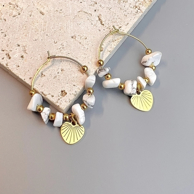 1 Pair Bohemian Leaf Sun Butterfly Stainless Steel Gravel Earrings