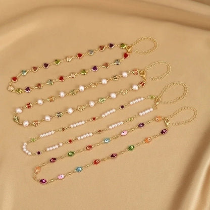 2 Pieces Fashion Devil\'s Eye Butterfly Beaded Copper Gold Plated Necklace In Bulk