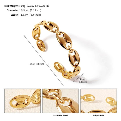 Modern Style Geometric Plant 304 Stainless Steel 18K Gold Plated Bangle In Bulk