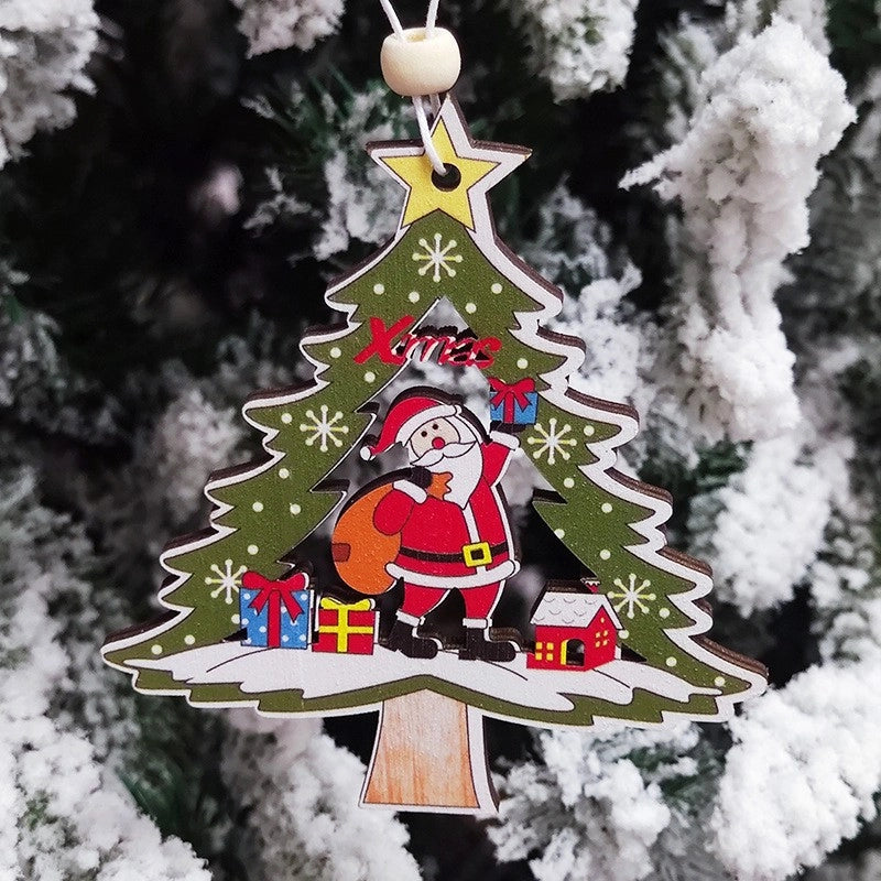 Cross-border Christmas Decorations Christmas Tree Pendant Snowflake Hanging Ball Pine Cone Gift Bag Christmas Old Man Small Drum Butterfly