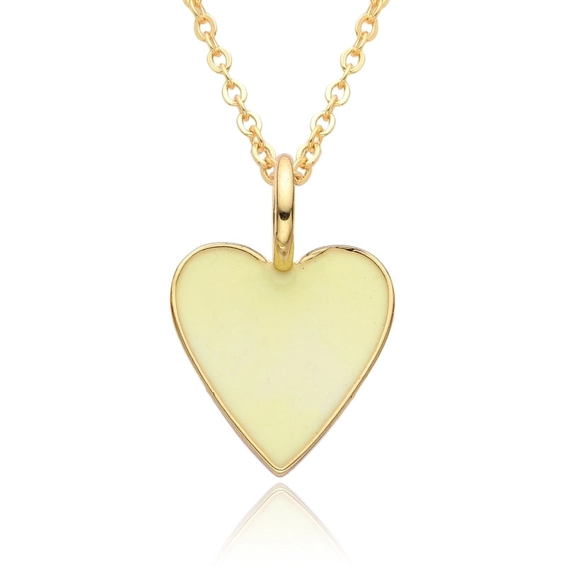 Copper IG Style Minimalist Heart Shape Enamel Plating Pendant Necklace