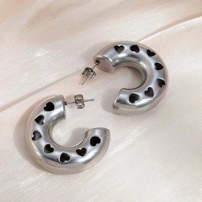 1 Pair Fashion Solid Color Plating 304 Stainless Steel 18K Gold Plated Earrings