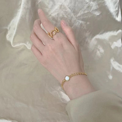 Fashion Heart Shape 304 Stainless Steel 18K Gold Plated Acrylic Stainless Steel Bracelets In Bulk