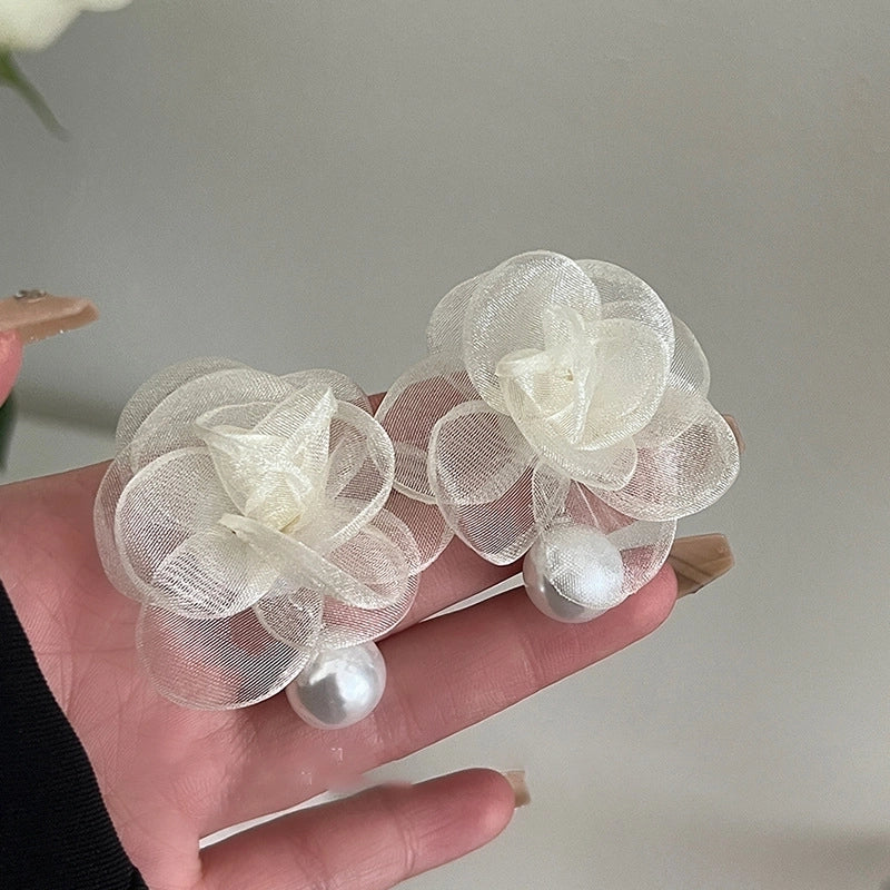 1 Pair IG Style Minimalist U Shape Geometric Flower Inlay Imitation Pearl Artificial Pearls Rhinestones Drop Earrings Ear Studs