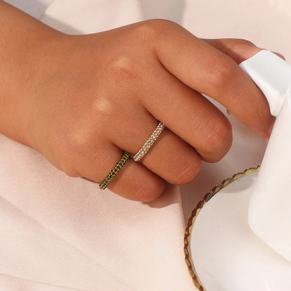 Women Fashion Geometric Stainless Steel 18K Gold Plated Rings