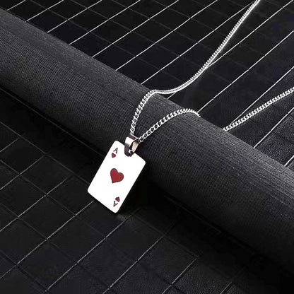 Streetwear Poker Titanium Steel Polishing Pendant Necklace