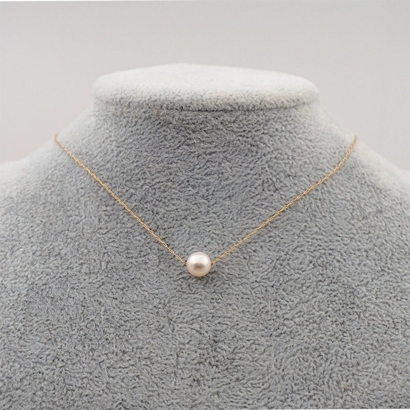 Minimalist Round Pearl Titanium Steel Necklace