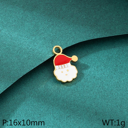 Christmas Elements Series Diy Accessories Stainless Steel Elk Santa Claus Snowflake Gloves Pendant