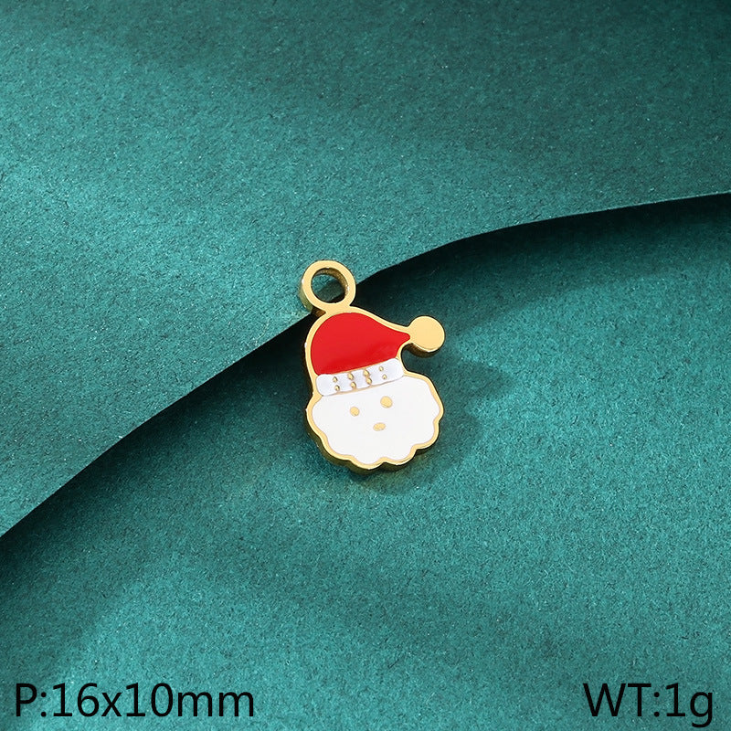 Diy Christmas Elements Oil Drop Stainless Steel Accessories Pendant Christmas Tree Santa Claus Snowman Reindeer