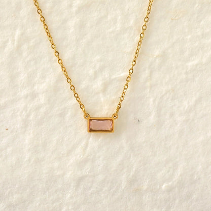 IG Style Modern Style Classic Style Rectangle 304 Stainless Steel Zircon 18K Gold Plated Inlay Pendant Necklace
