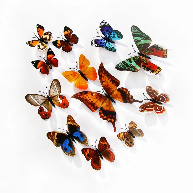 3d Realistic Butterfly Wall Stickers Fridge Magnets Home Mall Background Decorations Pvc Wall Decals Artistic Crafts