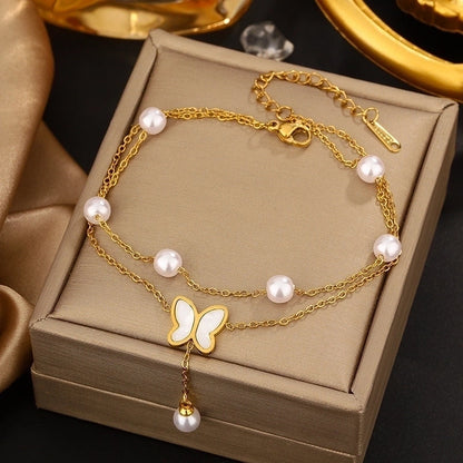 Sweet Geometric Solid Color 304 Stainless Steel 18K Gold Plated Plastic Bracelets In Bulk