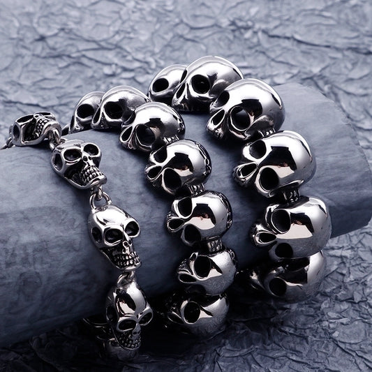 Punk Skull Titanium Steel Halloween Men'S Bracelets