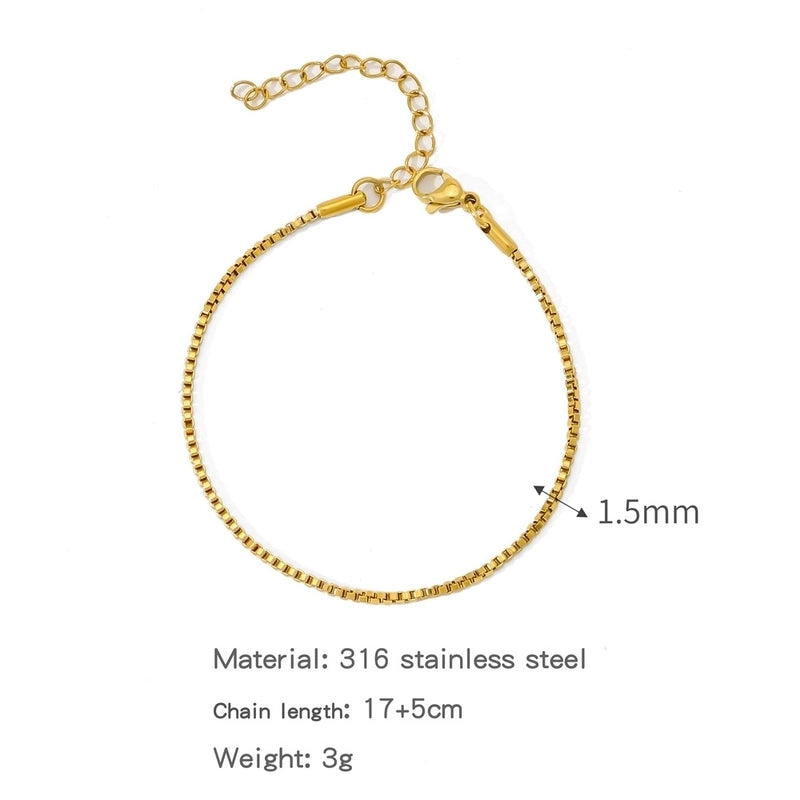 Minimalist Classic Style Geometric 304 Stainless Steel Cable Chain Snake Chain Bracelets In Bulk