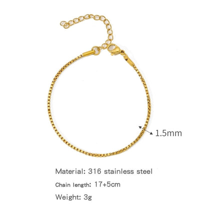 Minimalist Classic Style Geometric 304 Stainless Steel Cable Chain Snake Chain Bracelets In Bulk