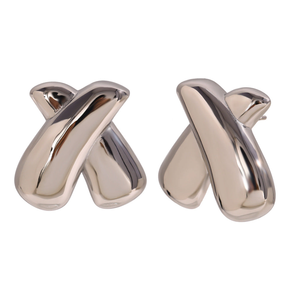 Fashion Stripe Geometric Stainless Steel Electroplating Stud Earrings