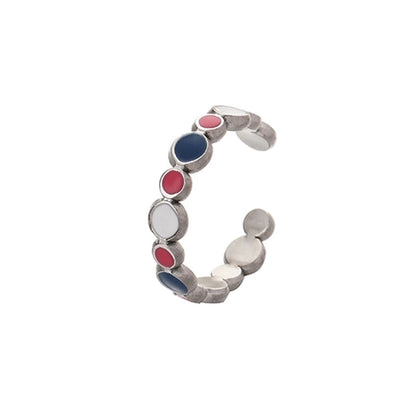 Ethnic Style Sun Star 304 Stainless Steel Artificial Gemstones Rhinestones Enamel Inlay Open Rings