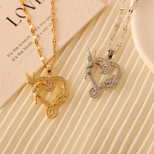 Copper 18K Gold Plated Minimalist Classic Style Plating Inlay Heart Shape Zircon Pendant Necklace