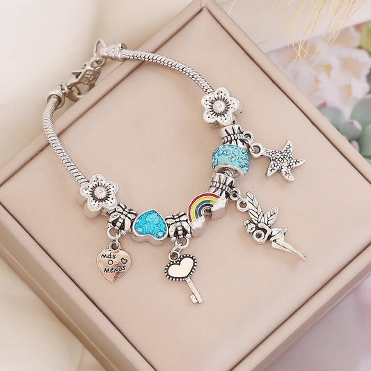 Women Heart Alloy Oil Dripping Bracelets