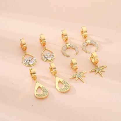 1 Pair Sweet Tree Fruit Plating Inlay 304 Stainless Steel Zircon K Gold Plated Drop Earrings