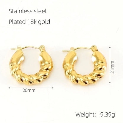 1 Pair Elegant Square Water Droplets Polishing Plating Stainless Steel Titanium Steel 18K Gold Plated Earrings