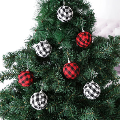Christmas Decoration 7cm Black And White Plaid Christmas Ball Hanging Set Christmas Tree Decoration Balls Christmas Ornaments