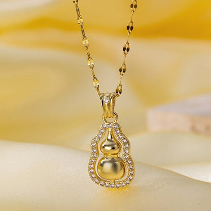 Titanium Steel Copper Plating Heart Shape Flower Bow Knot Pendant Necklace