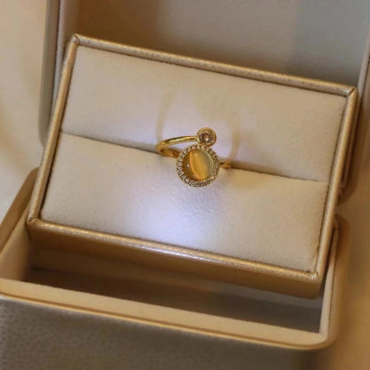 Casual Elegant Flower Copper Zircon Open Rings