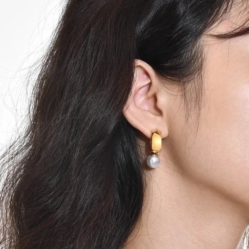 1 Pair Retro Geometric 201 Stainless Steel Gold Plated Drop Earrings