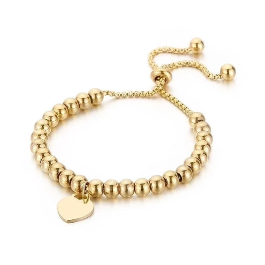Fashion Heart Titanium Steel 18K Gold Plated Bracelets In Bulk
