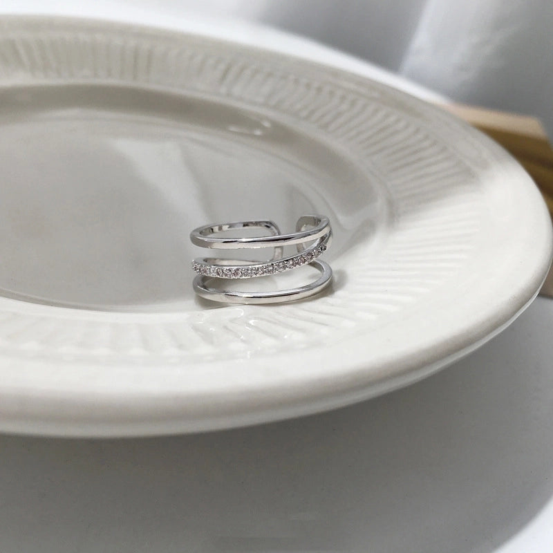 Minimalist Butterfly Copper Butterfly Inlay Zircon Open Ring