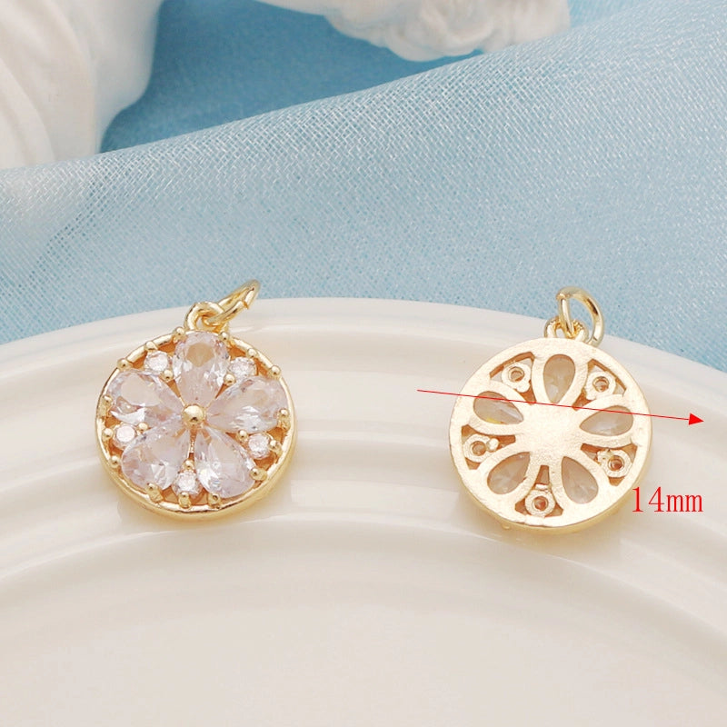 1 Piece Alloy Heart Shape Flower Pendant