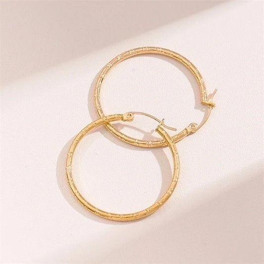 1 Pair Retro Minimalist C Shape Round Plating Stainless Steel 18k Gold Plated Hoop Earrings