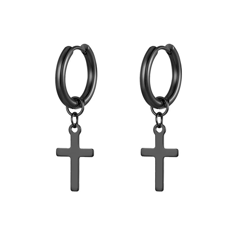 1 Pair Minimalist Cross Plating 201 Stainless Steel 18K Gold Plated Dangling Earrings