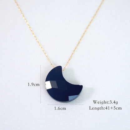 Minimalist Moon Natural Stone Titanium Steel Necklace In Bulk