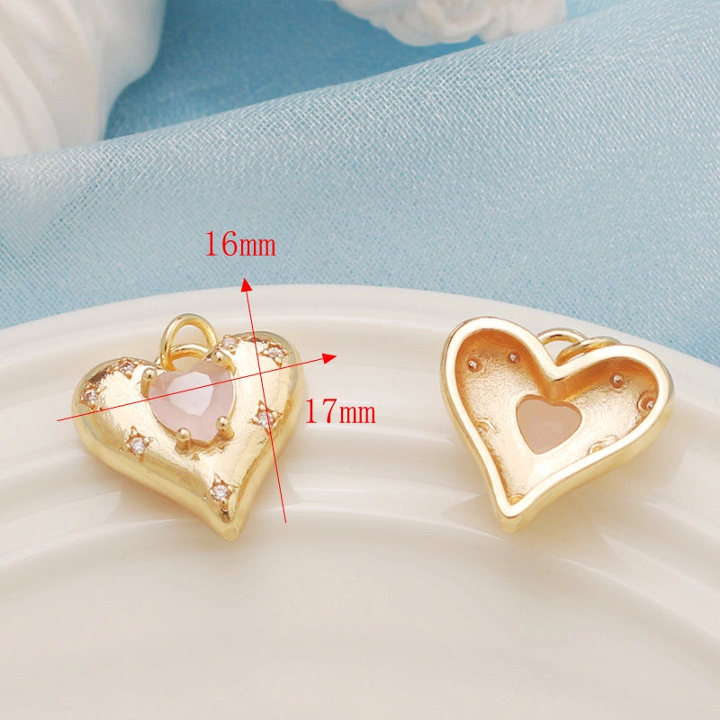 1 Piece Alloy Heart Shape Flower Pendant