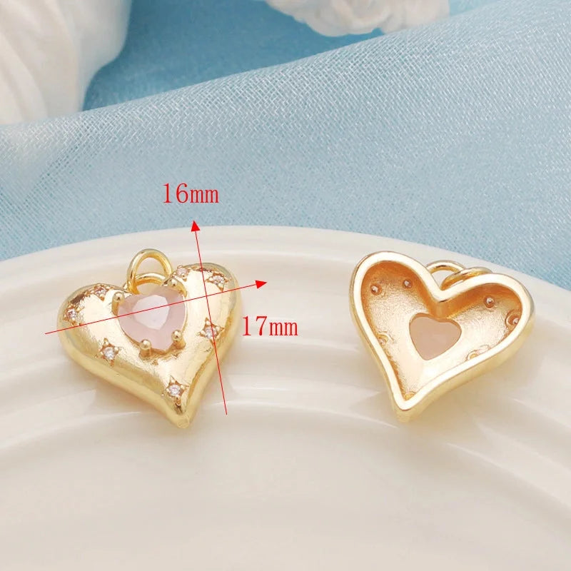 1 Piece Alloy Heart Shape Flower Pendant