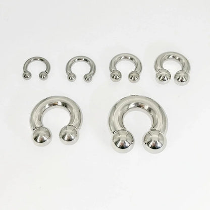 Stainless Steel U-Shaped Horseshoe Large Size Inner And Outer Teeth Earrings Nose Ring Breast Ring Auricle Punk Genital