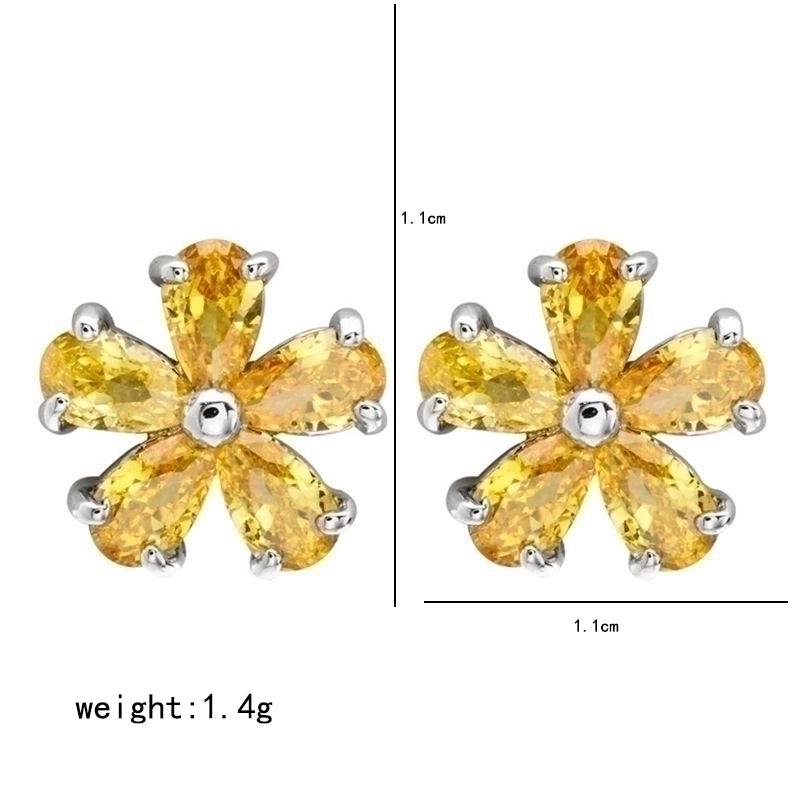 1 Pair Minimalist Flower Plating Inlay Copper Zircon White Gold Plated Ear Studs